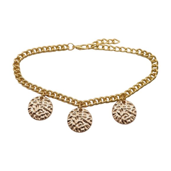 NEW Women Gold Metal Western Boot Chain Bracelet Anklet Shoe 3 Circles Charm SET - Picture 9 of 17